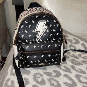 Coach F59330 Mini Charlie Backpack Canvas Butterfly Bandana Lightnight Bolt